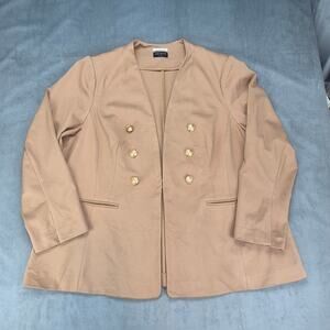 Lane Bryant Double Breasted The Bryant Blazer Gold Buttons Tan Womens Size 24